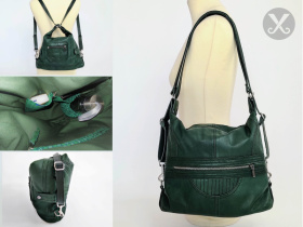 Ledertasche gr&uuml;n -  Upcycling einer Jacke-