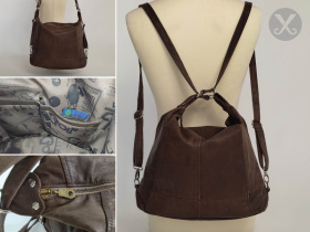 Ledertasche braun - Upcycling einer Jacke-