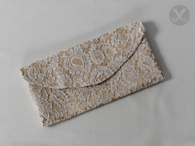 Clutch Spitze Creme - Gold-