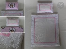 Puppenbettwäsche Nostalgie Spitze weiß-